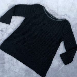 3/4 Sleeve Black Chunky Knit